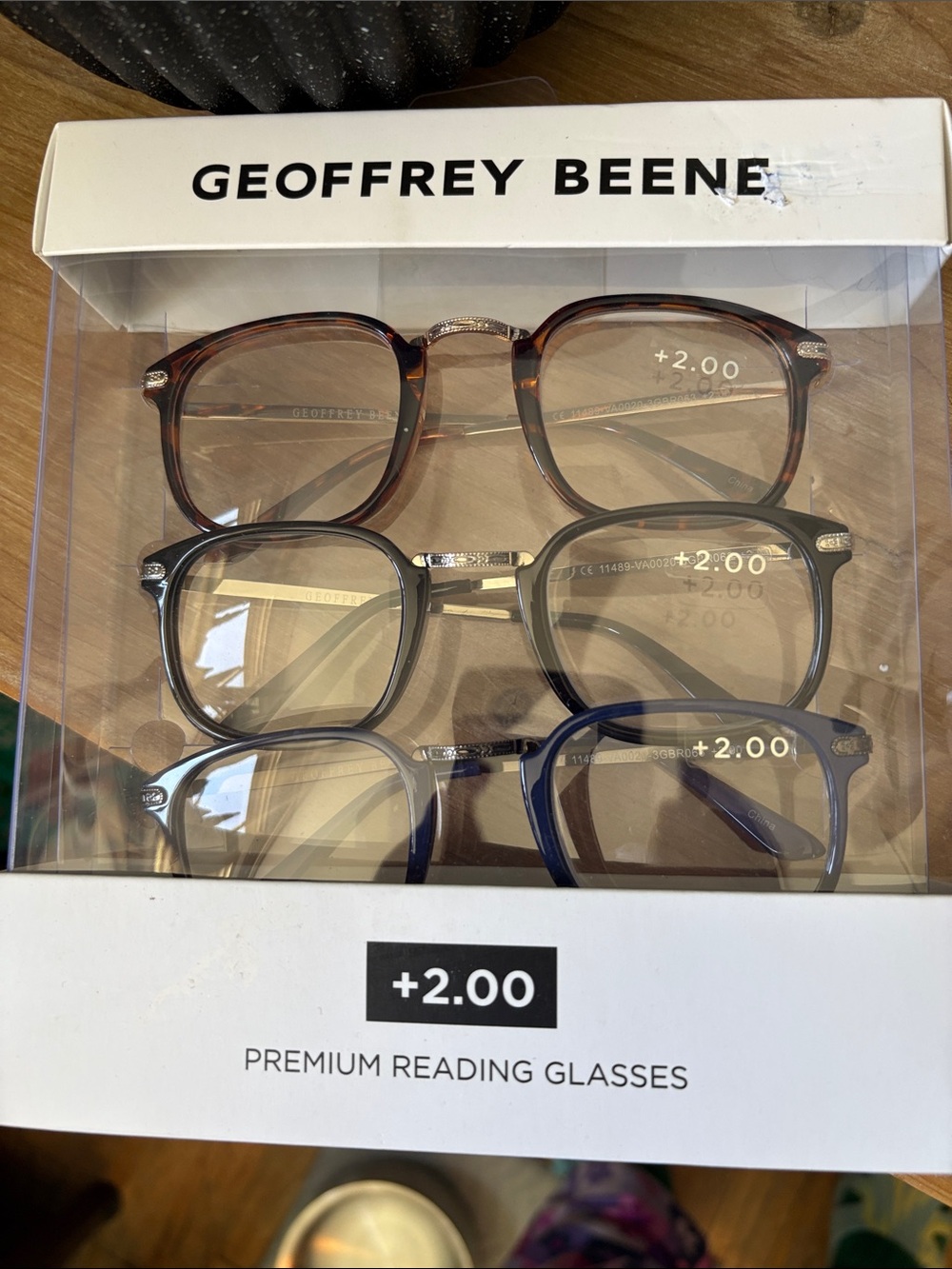 Geoffrey Beene Three-Pack Reading Glasses — Tortoise, Gray, Navy